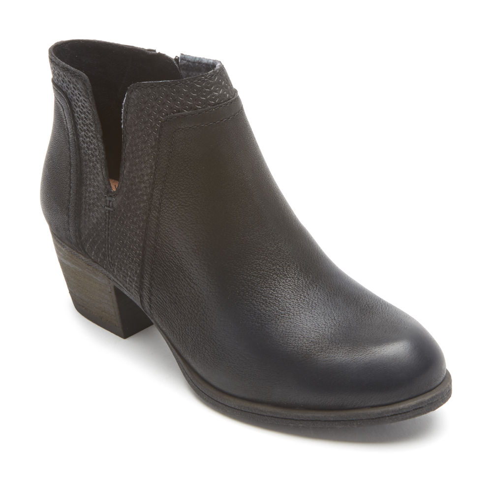 Rockport Singapore Womens Booties - Cobb Hill Anika V-Cut Black - JP8214570